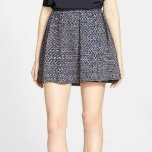 French Connection Multi-Color Tweed w/‎ Black Contrast A-Line Mini Skirt Size 6